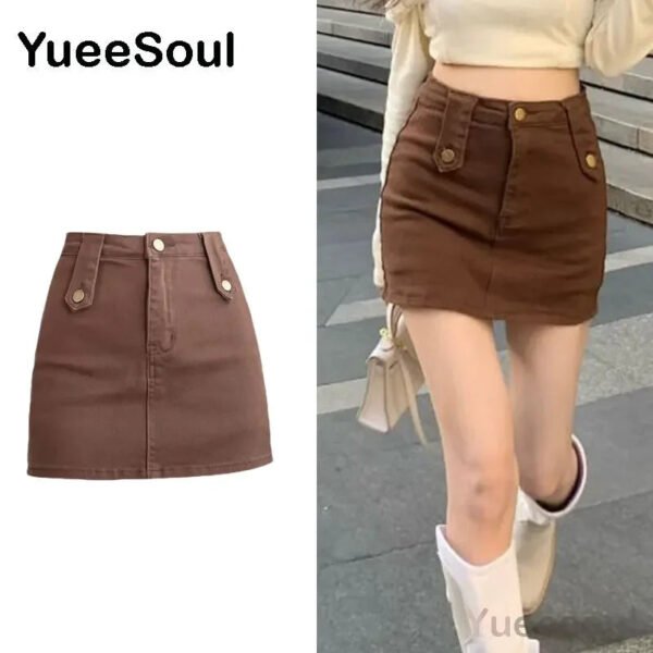 Brown Mini Skirts 2023 New Y2K Vintage High Waist Women Pleated Skirt Chic Sweet Cute Preppy Style Casual 90s E Girl Dance Skirt - Image 20