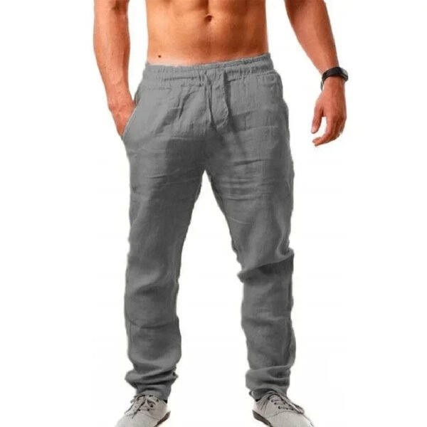 2024 Spring/Summer New Men's Cotton Linen Pants Summer Fashion Casual Solid Color Loose Plus Size M-4XL - Image 3