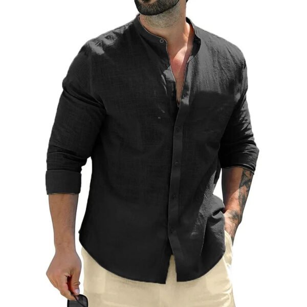 Autumn Mens Long Sleeve Shirts Cotton Business TShirts Men Breathable Solid Color Streetwear Button Shirts for Men White Shirt - Image 6