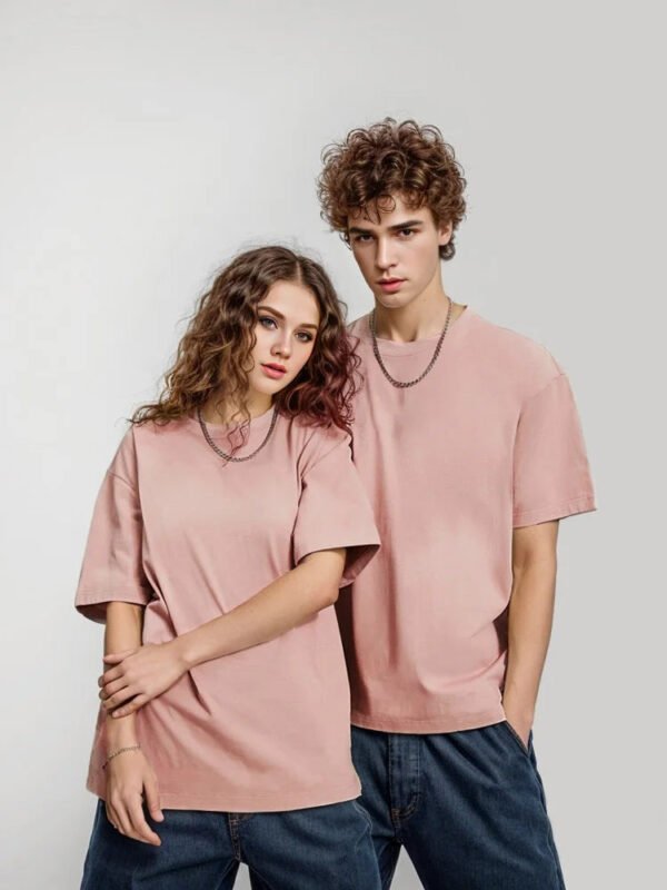 9.9oz 280gsm High Qualtity Oversized Heavy T-shirt for Men Short Sleeve Tee Cotton Solid Color Trend Leisure Green White Black - Image 4