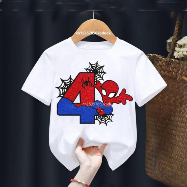 Kid 2 3 4 5 6 7 8 9 Years Birthday Marvel Spiderman Girl Shirt Children Super Hero Personalize Name Birthday Party Boys T-shirts - Image 7