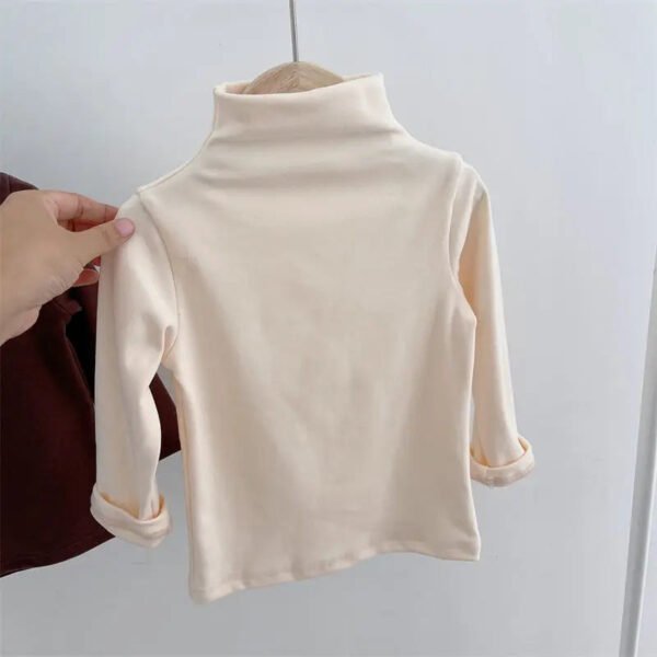 Autumn Winter Children Kids Boys Girls T-shirts Tops Turtleneck Solid Long Sleeve Warm Fleece Bottoming Shirts Tees for Kids - Image 11