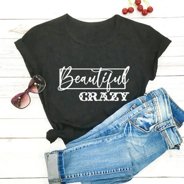 Beautiful Crazy Print Women Tshirt Women's Funny Summer Casual Short Sleeve Top Girls Weekend Shirt Holiday Tee - Image 2