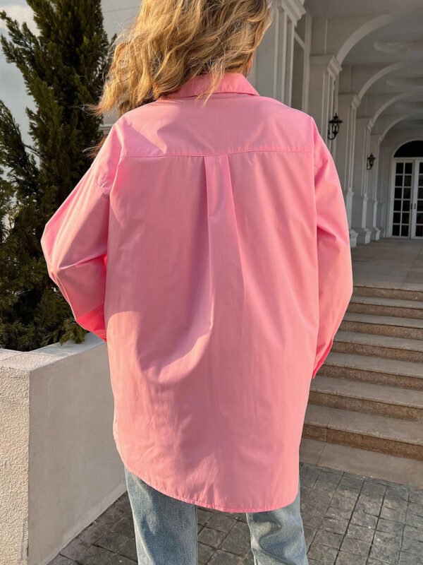 New Long Sleeve Ladies Tops Blouses Button Down Casual Shirt Women Turn-down Solid Collar Loose Blouse Women - Image 3