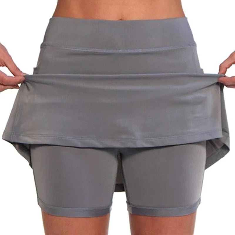 Women's Double Layers Shorts Skirt Pocket A-Line Yoga Short Pants Solid Sport Fitness Fake Two Piece Skirt Shorts Платье Женско - Image 2