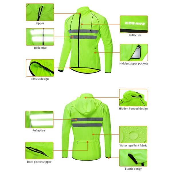 WOSAWE Cycling Windbreaker Men Packable Windproof Reflevtive Jacket Running Biking Hiking Riding Wind Coat MTB Bicycle Jersey - Image 5
