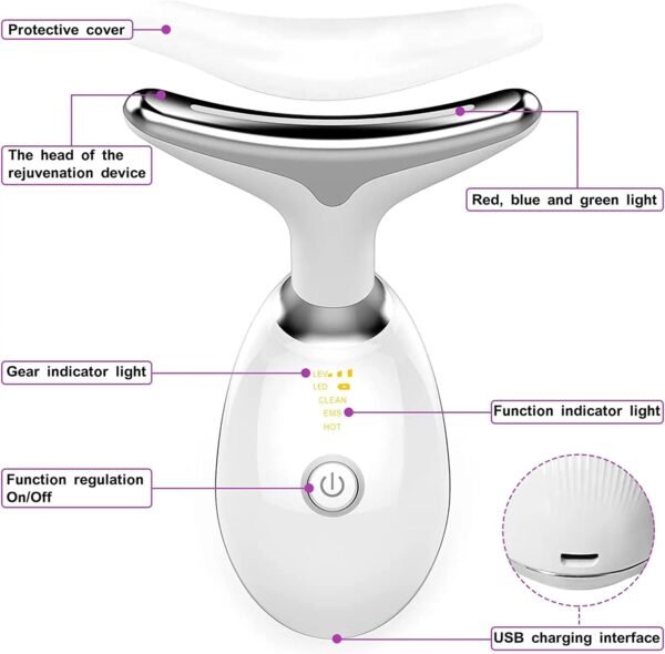 Neck Massager Facial Lift Three Light Modes Electric Skin  Tightening Device LED Beauty Instrument - Image 5