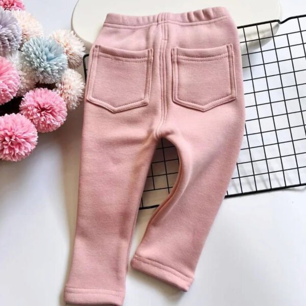 Children's Jeans Boys and Girls' Solid color Thin Velvet Elastic Belt Jeans Infant Elastic Denim Pants1-6Y - Image 5