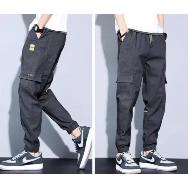 2025 Get To School  Summer Men's New Thin Harlan Elastic Cargo Pants Loose Sports Trend All Tie Feet High Street Casual Pants - Image 2