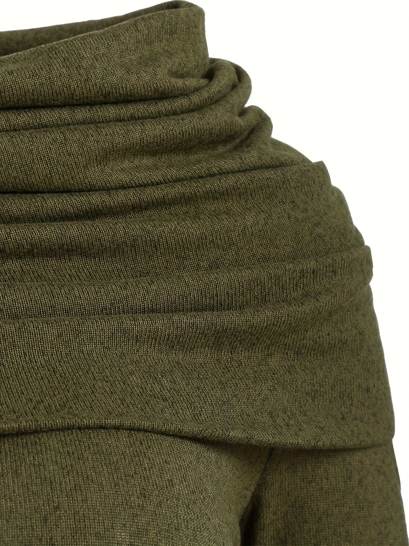 European and American fashion women's temperament commuter pile collar solid color knitted dress - Image 5