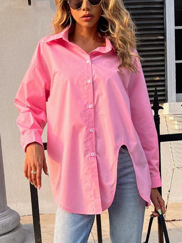 New Long Sleeve Ladies Tops Blouses Button Down Casual Shirt Women Turn-down Solid Collar Loose Blouse Women - Image 9