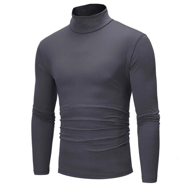 Autumn Winter Men's High Neck T-shirt Slim Fit Fashion High Elastic Long Sleeve Casual Breathable Apparel Pullover Thermal Tops - Image 3