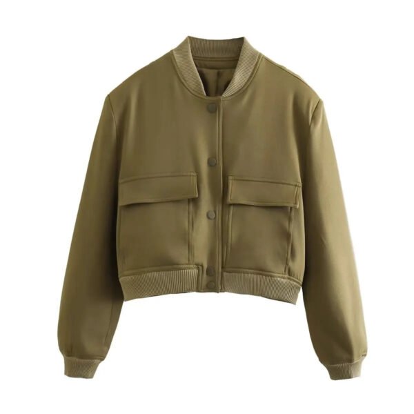 Willshela Women Fashion Solid Bomber Jackets Coat With Pockets V-Neck Single Breasted Long Sleeves Female Chic Lady Outfits - Image 15