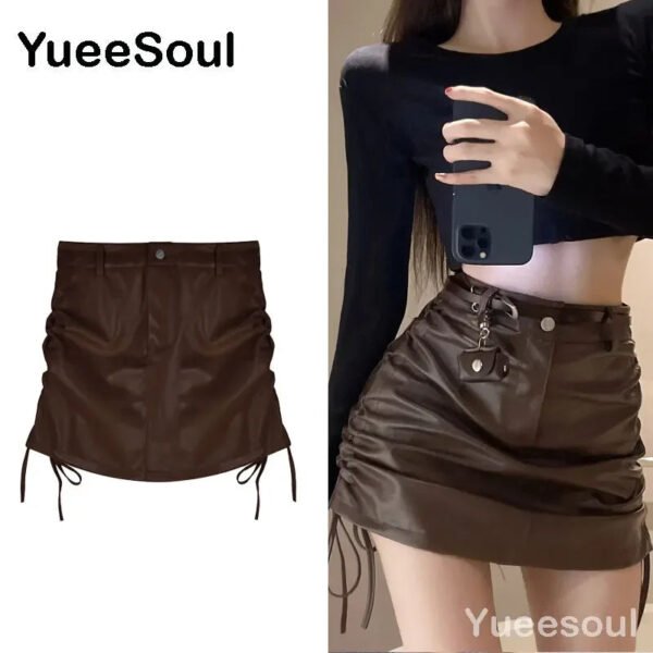 Brown Mini Skirts 2023 New Y2K Vintage High Waist Women Pleated Skirt Chic Sweet Cute Preppy Style Casual 90s E Girl Dance Skirt - Image 26