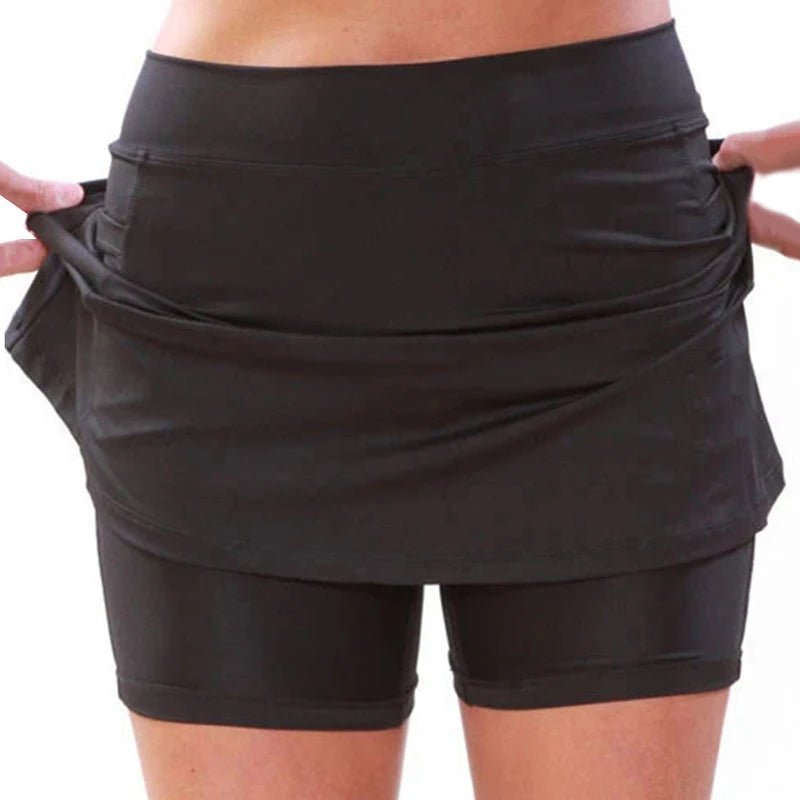 Women's Double Layers Shorts Skirt Pocket A-Line Yoga Short Pants Solid Sport Fitness Fake Two Piece Skirt Shorts Платье Женско - Image 8