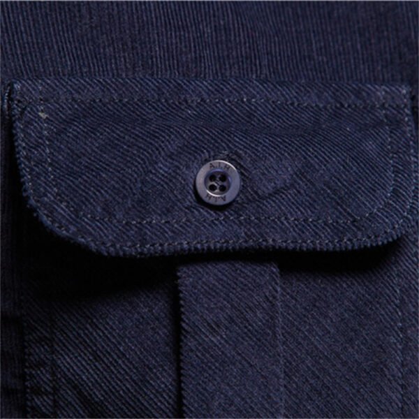 2021 New Single Breasted 100% Cotton Men's Shirt Business Casual Fashion Solid Color Corduroy Men Shirts Autumn Slim Shirt Men - Image 4