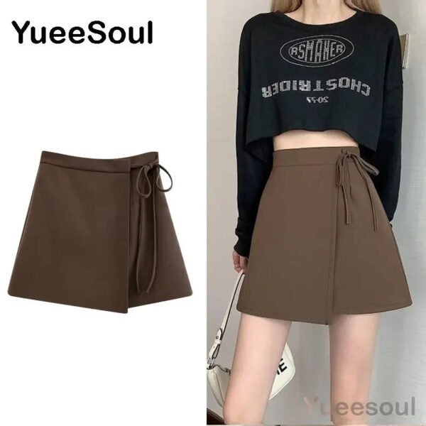 Brown Mini Skirts 2023 New Y2K Vintage High Waist Women Pleated Skirt Chic Sweet Cute Preppy Style Casual 90s E Girl Dance Skirt - Image 5