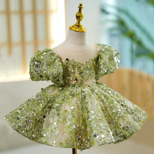 Kids Birthday Party Dresses for Little Girl Size 2 To 14 Years Prom Sequin Dress 2023 Luxury Gowns Sky Blue Evening Formal Frock - Image 9