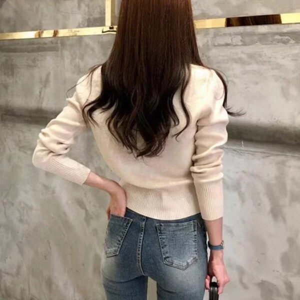 New Fashion Autumn Knitted Cardigan Sweater Women Long Sleeve Short Coat Casual Korean Single Breasted Slim Top Pull Femme 17375 - Image 2