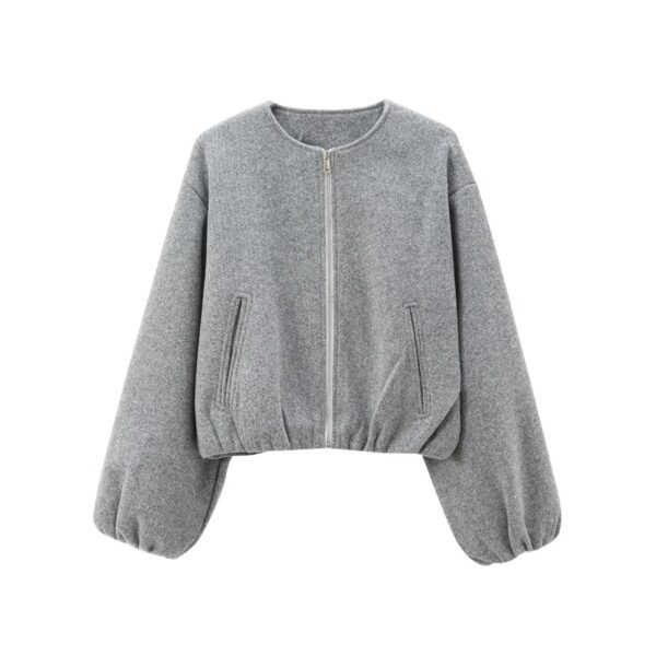 TRAF Red Zipper Bomber Jackets for Women Soft Cropped Jackets Woman 2024 Long Sleeve Woman's Sports Jacket New in Outerwears - Image 5