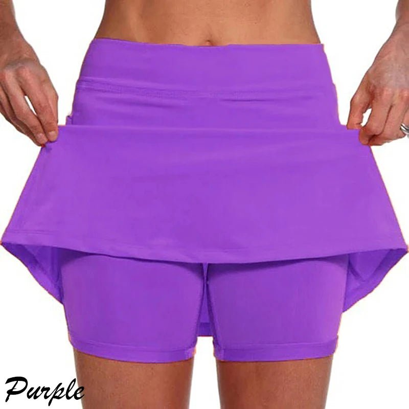 Women's Double Layers Shorts Skirt Pocket A-Line Yoga Short Pants Solid Sport Fitness Fake Two Piece Skirt Shorts Платье Женско - Image 5