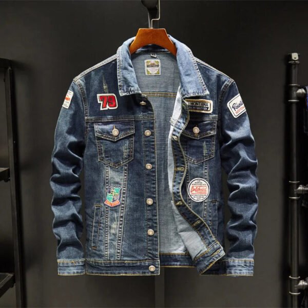 Male Jean Coats Slim Fit with Print Men's Denim Jacket Punk Lxury Clothing Large Size Worn New in Cowboy Fast Delvery G Designer - Image 5