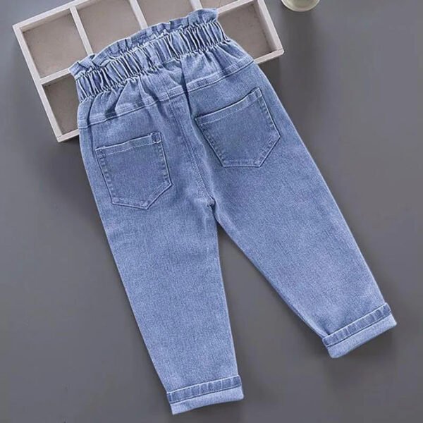 Winter Baby Girls Plush Denim Pants Toddler Kids Cartoon Butterfly Printing Jeans Children Fashion Leisure Keep WarmTrousers1-6Y - Image 2