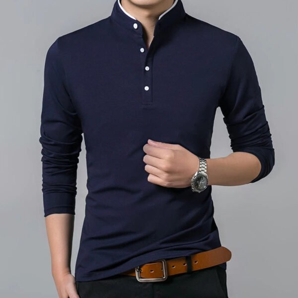 Men's Business Casual Long Sleeve Polo T-shirt Summer Comfortable Breathable Top for Formal Occasions - Image 6