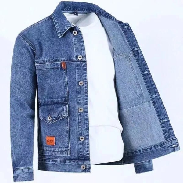 2023 Spring and Autumn New Fashion Trend Solid Color Denim Jacket Men's Casual Loose Comfortable Large Size High Quality Coat - Image 2