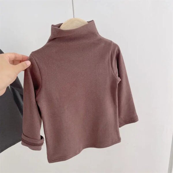 Autumn Winter Children Kids Boys Girls T-shirts Tops Turtleneck Solid Long Sleeve Warm Fleece Bottoming Shirts Tees for Kids - Image 13