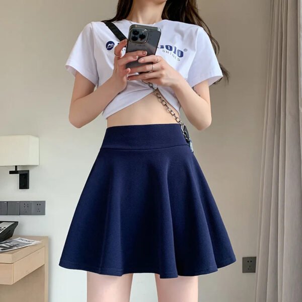Summer Basic Skirts Women Shorts Mini Elastic Pleated Skirts High Waist Bubble Sun Skirts School Girl Uniform Lined Safety Pants - Image 8