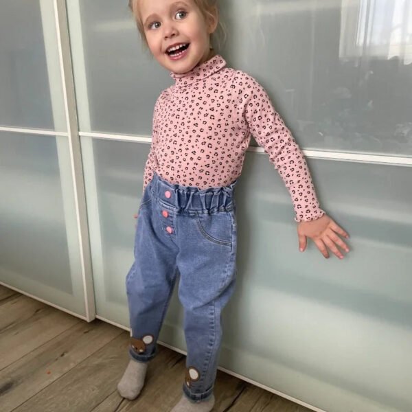 Kids Baby Girls Casual Clothes Jeans Pink Bow Trousers Toddler Infant Denim Clothing Pants Children Bottoms 1 2 3 4 5 6  Years - Image 2