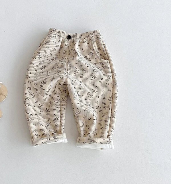MILANCEL 1-5Y Autumn Kids Baby Pants Thicken Fleece Lining Floral Girls Trousers Warm Fashion Leopard Print Boys Pants Outwear - Image 8