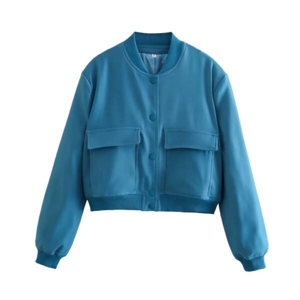Willshela Women Fashion Solid Bomber Jackets Coat With Pockets V-Neck Single Breasted Long Sleeves Female Chic Lady Outfits - Image 9