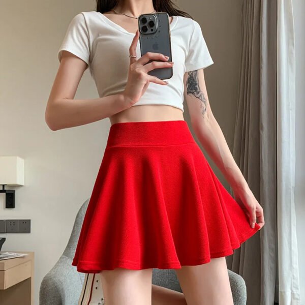 Summer Basic Skirts Women Shorts Mini Elastic Pleated Skirts High Waist Bubble Sun Skirts School Girl Uniform Lined Safety Pants - Image 18