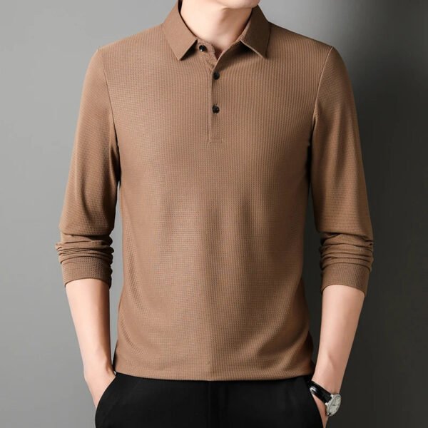 Men's Business Casual Polo Long Sleeve T-shirt Summer Comfortable  Top - Image 2