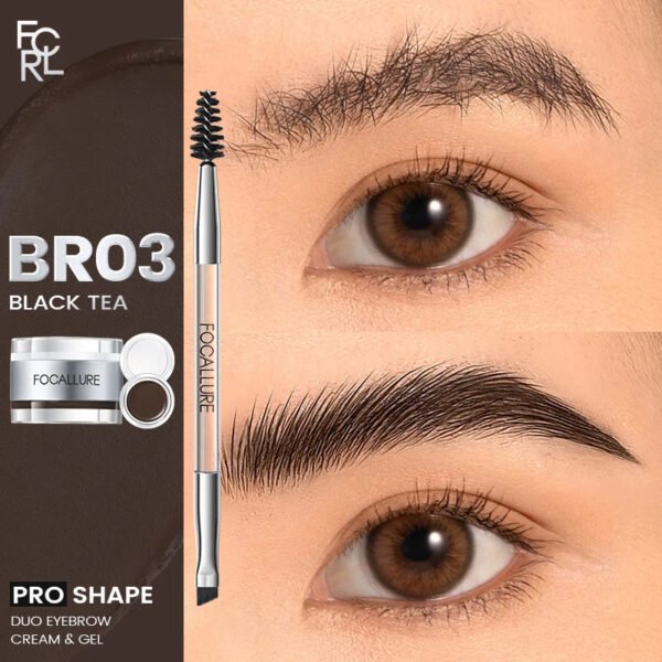 FOCALLURE 2 In 1 Eyebrow Pomade Gel Wax Makeup Waterproof Long Lasting 3 Colors Eyebrow Enhancer Cream Cosmetics With Brush - Image 9