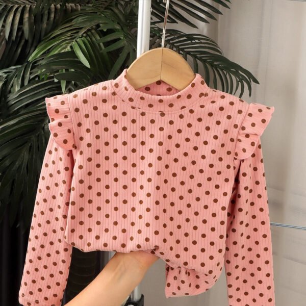 Kids Long Sleeved Undershirt Girls Cute Floral Dots T-shirt 2-10T Children Boys Sweet Tops Bottoming Shirt  t shirt for kids boy - Image 12