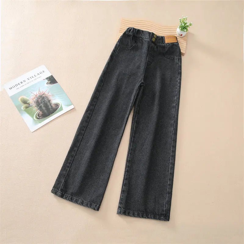 Teenage Girls Retro Jeans Spring Autumn Winter Casual Fashion Kids Wide Leg Insulated Jeans Pants School Children Denim Trousers - Image 7