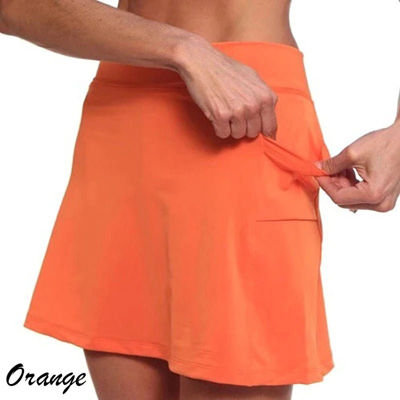 Women's Double Layers Shorts Skirt Pocket A-Line Yoga Short Pants Solid Sport Fitness Fake Two Piece Skirt Shorts Платье Женско - Image 4
