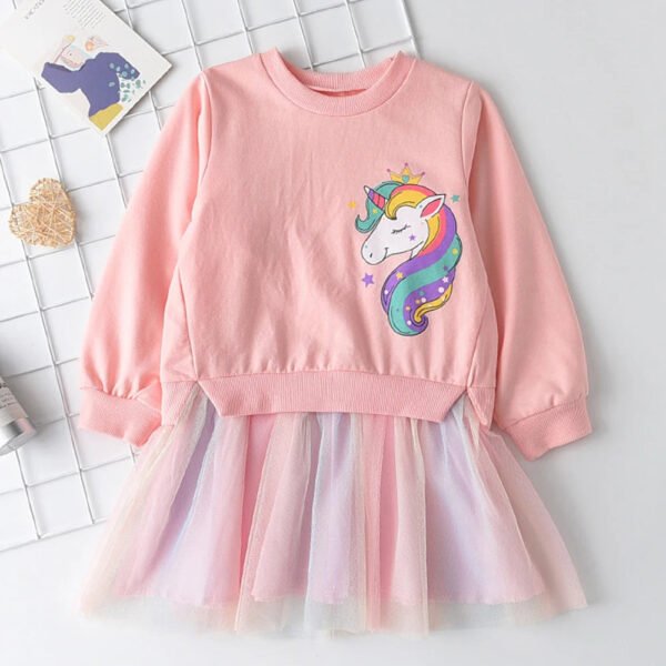 New Unicorn Princess Dress Children's Spring & Autumn Season Dress Girls' Birthday Party Dress Halloween Christmas Dress - Image 2