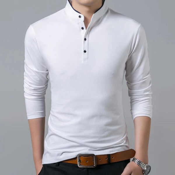 Men's Business Casual Long Sleeve Polo T-shirt Summer Comfortable Breathable Top for Formal Occasions - Image 4