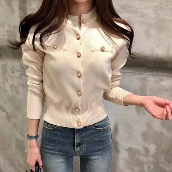 New Fashion Autumn Knitted Cardigan Sweater Women Long Sleeve Short Coat Casual Korean Single Breasted Slim Top Pull Femme 17375 - Image 3