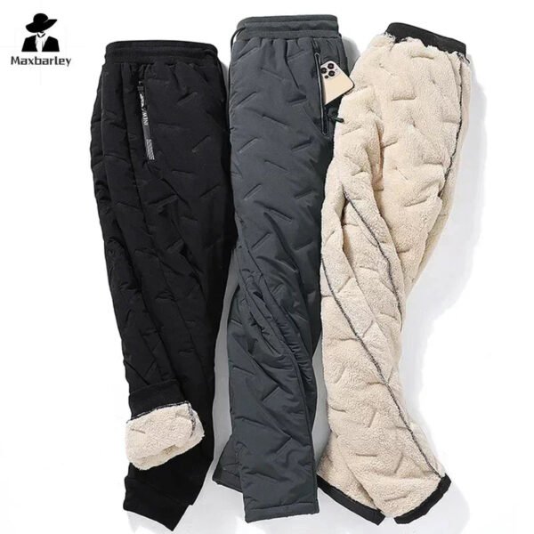 Winter Down Cotton Pants Men's Casual Waterproof Zipper Pocket Thickened Wool Warm Pants Jogger Outdoor Cold-proof Ski Pants 7XL - Image 6