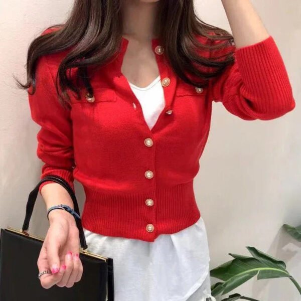 New Fashion Autumn Knitted Cardigan Sweater Women Long Sleeve Short Coat Casual Korean Single Breasted Slim Top Pull Femme 17375 - Image 5
