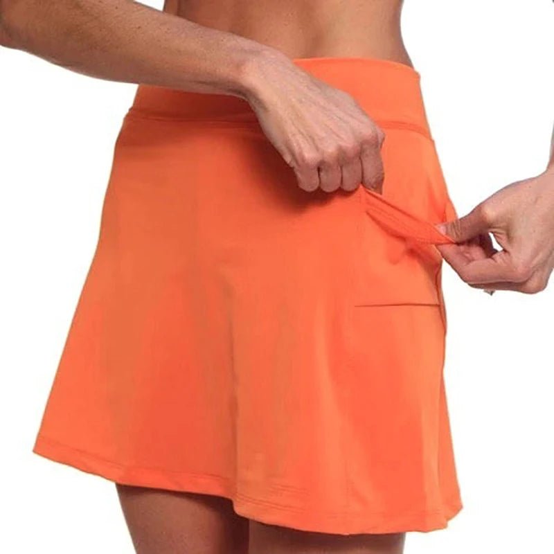 Women's Double Layers Shorts Skirt Pocket A-Line Yoga Short Pants Solid Sport Fitness Fake Two Piece Skirt Shorts Платье Женско - Image 9