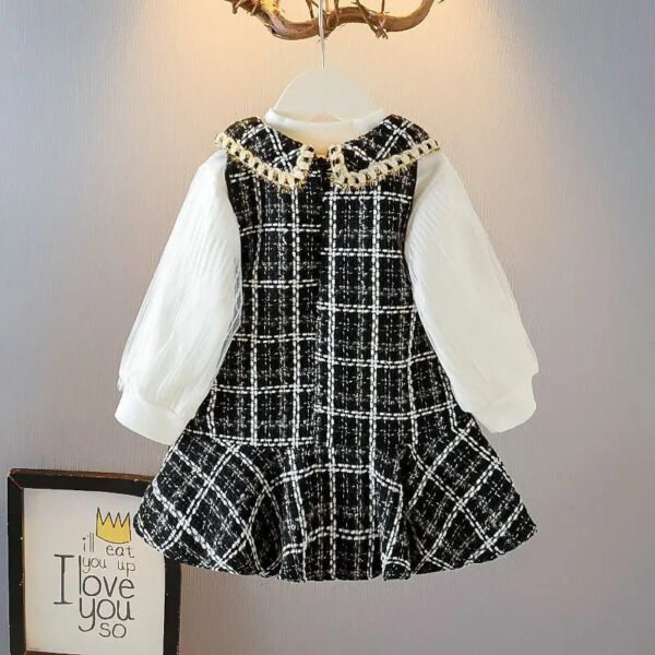 Baby Girls winter Princess Patchwork Dress 2022 New Fashion Party Costumes Kids Bowtie Casual Outfits Baby Lovely Suits 2-7Y - Image 5