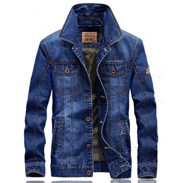 High Quality Men's Denim Jacket Coat 5xl oversized Overcoat Spring Autumn Retro Casual Denim Jacket Men Clothing Outerwear A3F08 - Image 2