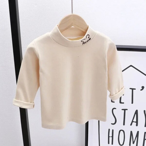 Autumn Winter Children Kids Boys Girls T-shirts Tops Turtleneck Solid Long Sleeve Warm Fleece Bottoming Shirts Tees for Kids - Image 8