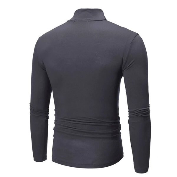 Autumn Winter Men's High Neck T-shirt Slim Fit Fashion High Elastic Long Sleeve Casual Breathable Apparel Pullover Thermal Tops - Image 2